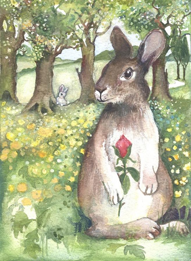 Hare & red rose