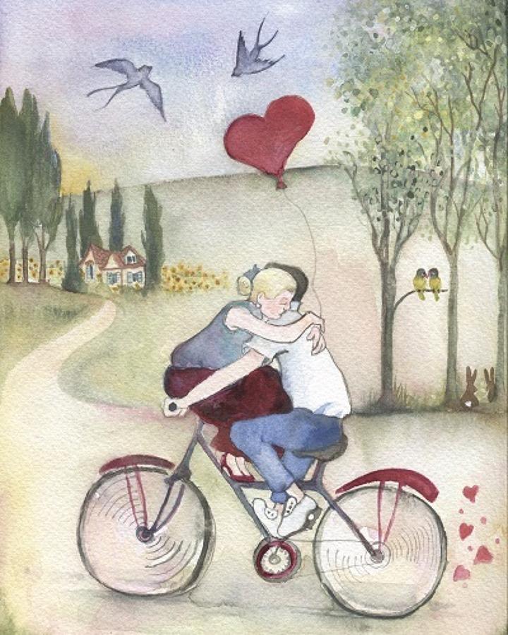 Lovers on a bicycle
