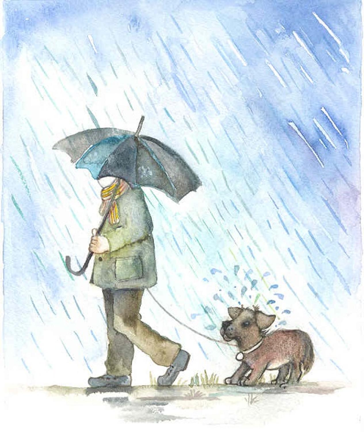 Walking the dog in the rain
